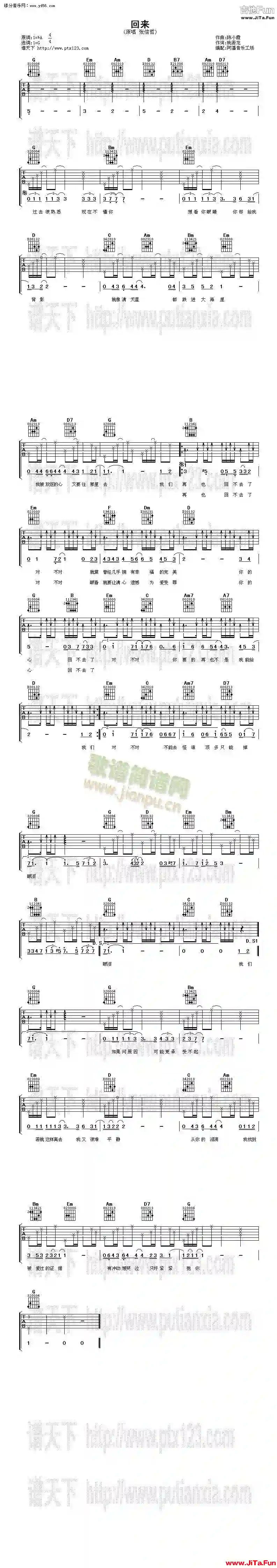 回來(吉他譜)1