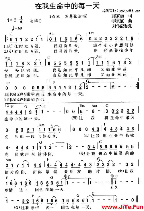 在我生命中的每一天(吉他譜)1