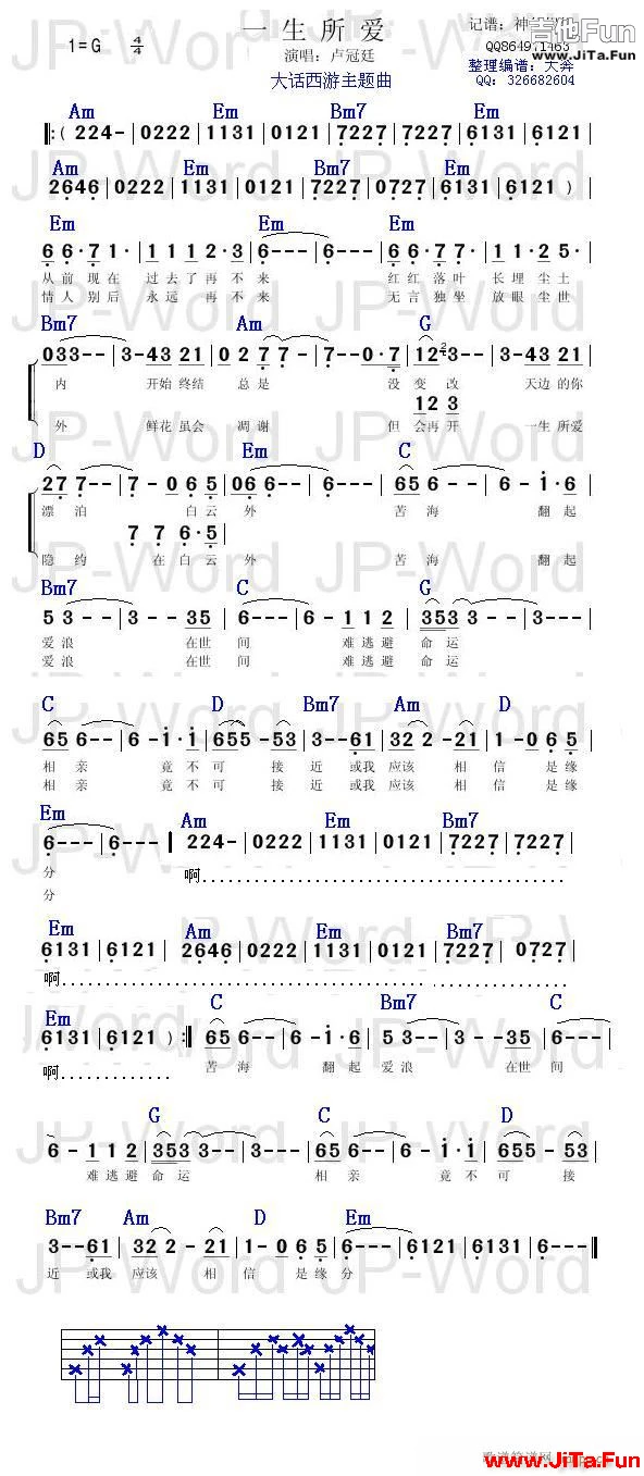 一生所愛大話西遊主題曲＞(吉他譜)1