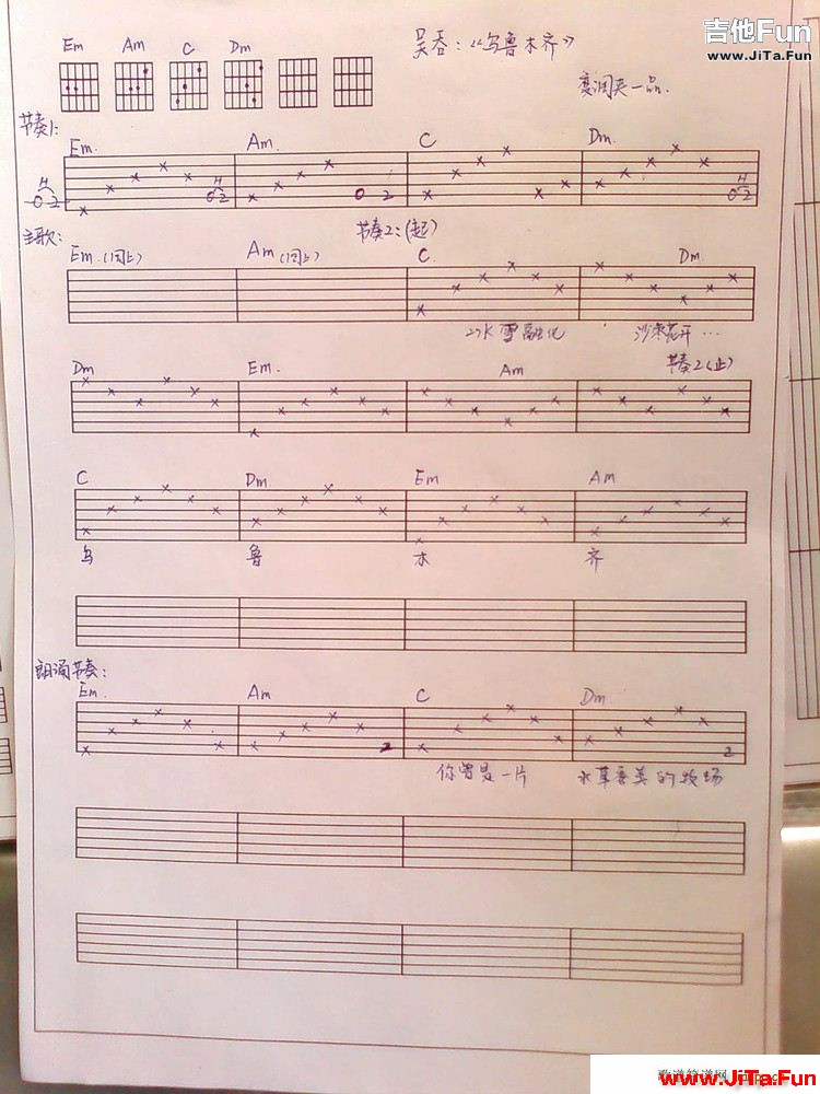 烏魯木齊(吉他譜)1