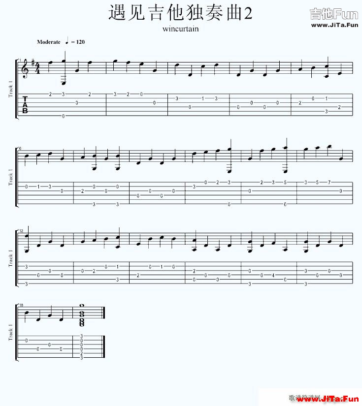 遇見 簡易獨奏曲(吉他譜)1