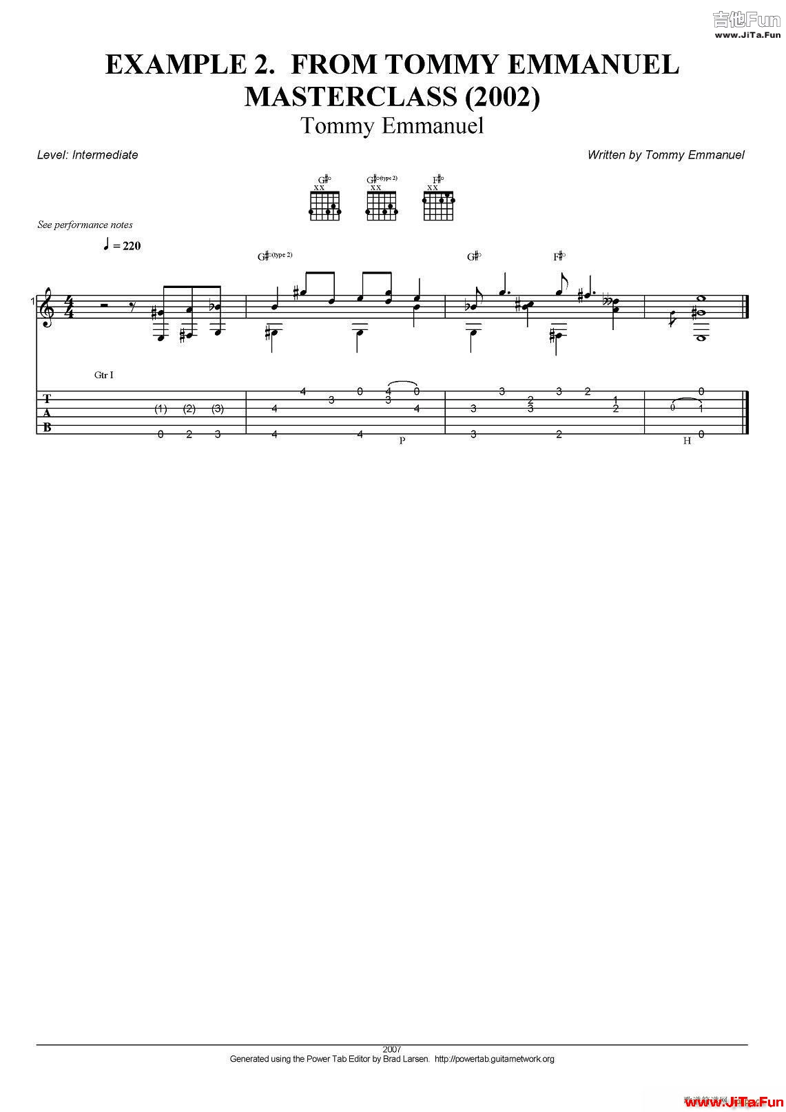tommy emmanuel masterclass example 2 指彈吉他(吉他譜)1