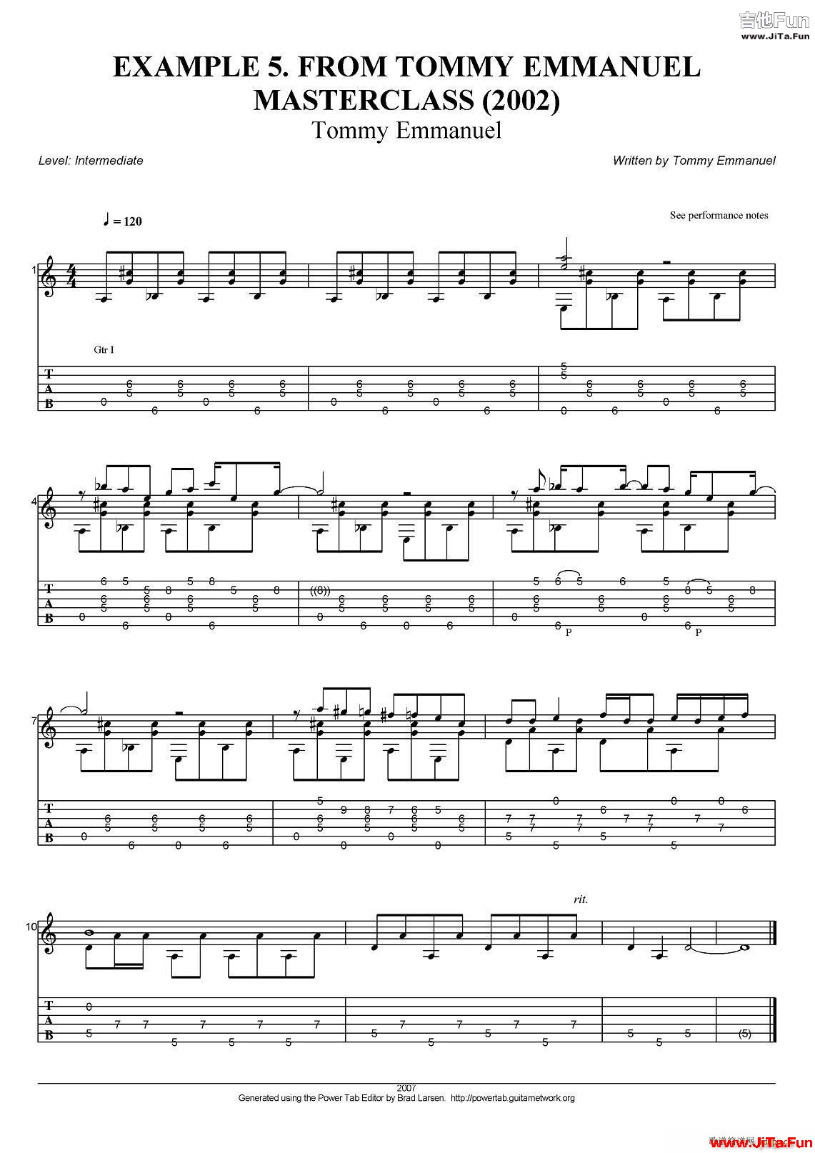 tommy emmanuel masterclass example 5 指彈吉他(吉他譜)1