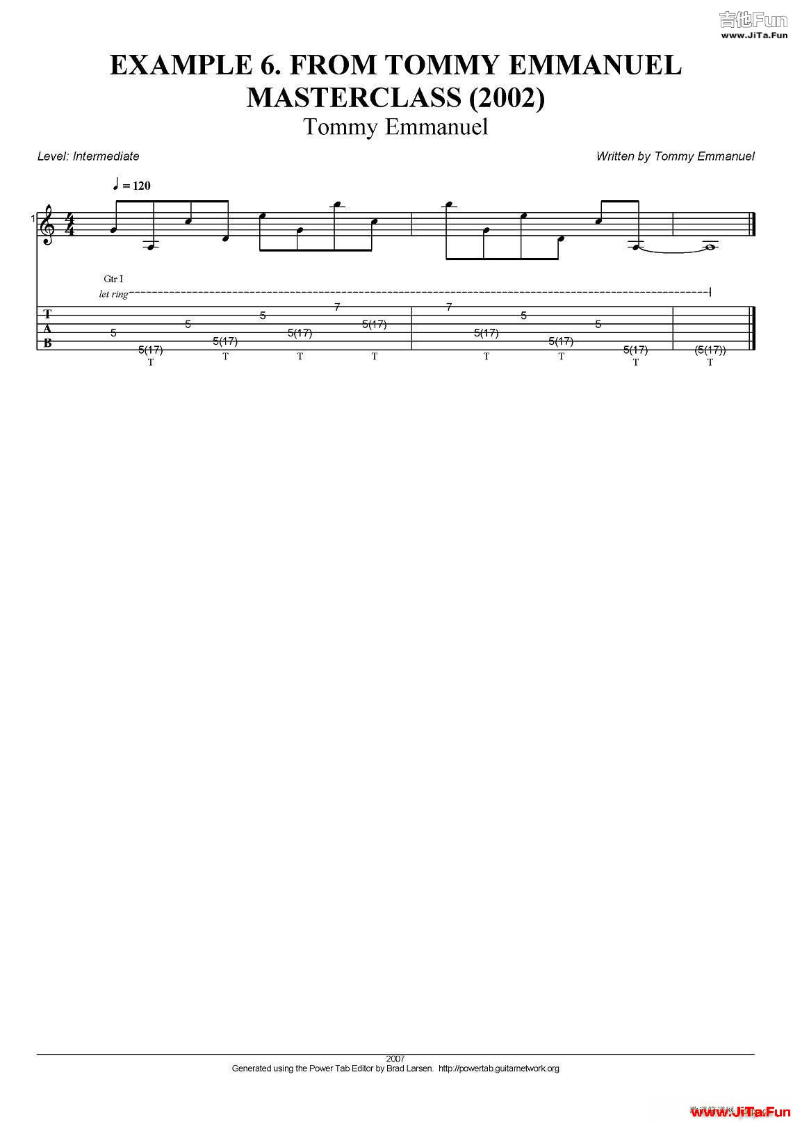 tommy emmanuel masterclass example 6 指彈吉他(吉他譜)1