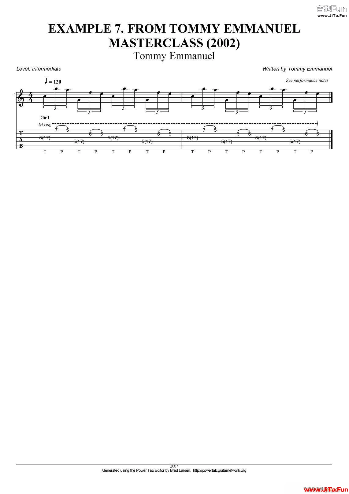 tommy emmanuel masterclass example 7 指彈吉他(吉他譜)1