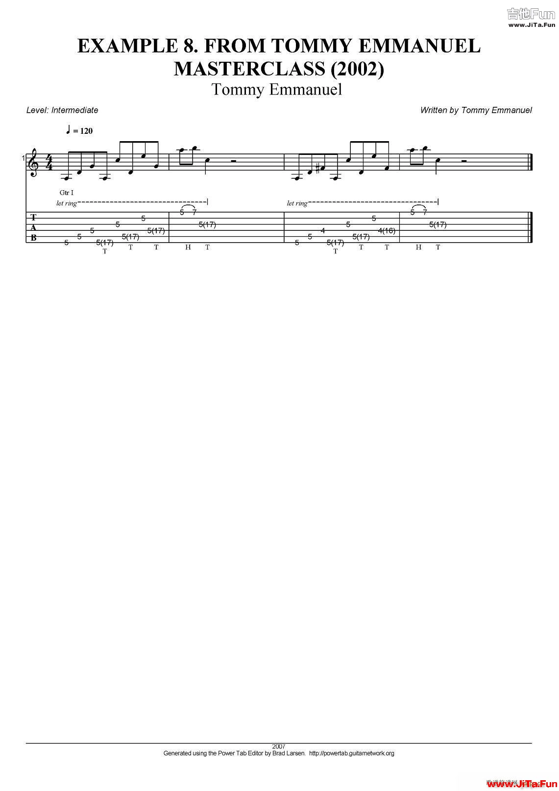 tommy emmanuel masterclass example 8 指彈吉他(吉他譜)1