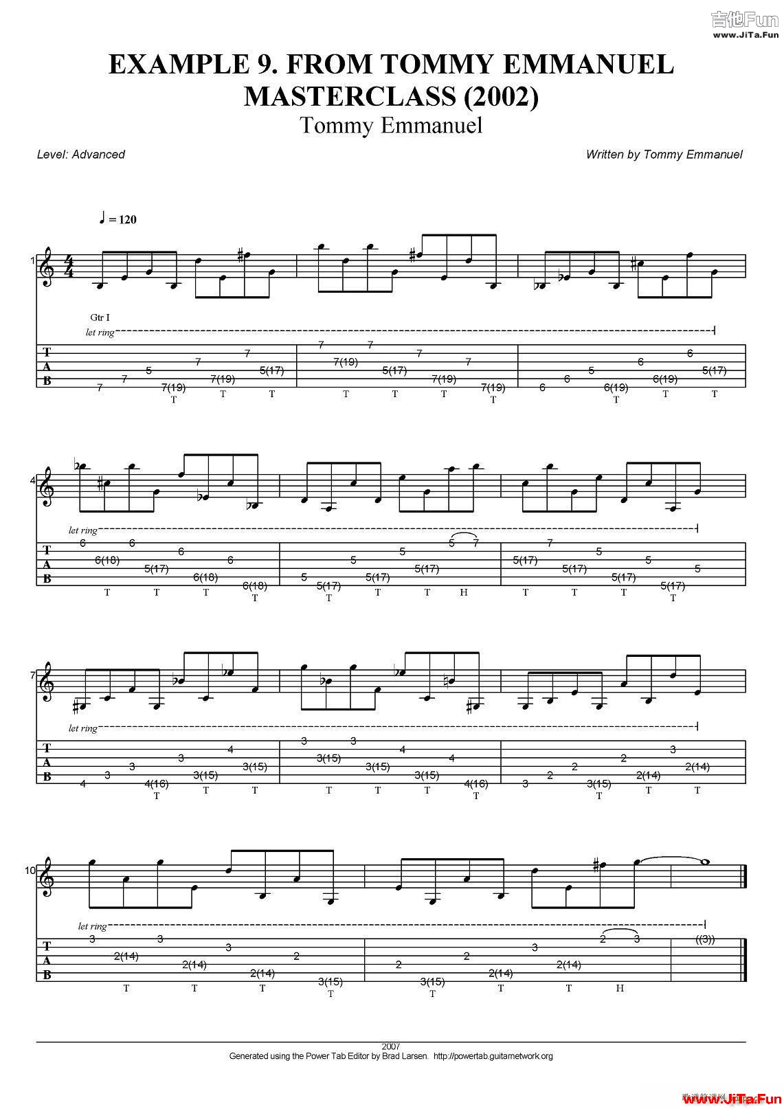 tommy emmanuel masterclass example 9 指彈吉他(吉他譜)1