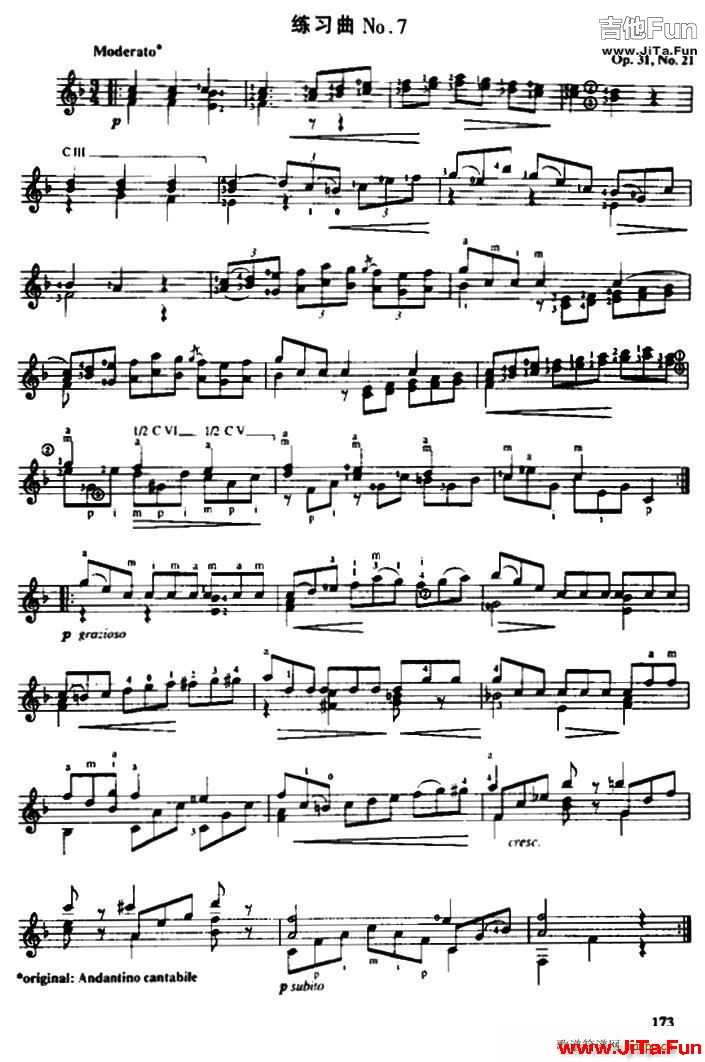 費爾南多 索爾 古典吉他練習曲 No Op 31 No 21(吉他譜)1