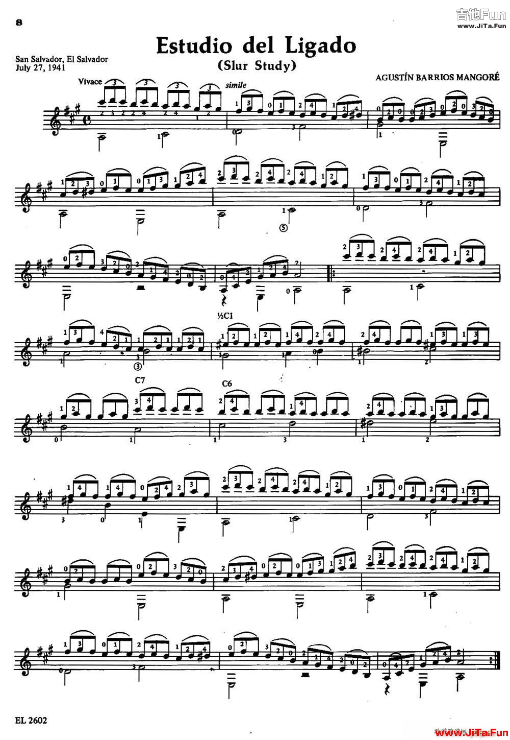 Estudio del Ligado 古典吉他(吉他譜)1