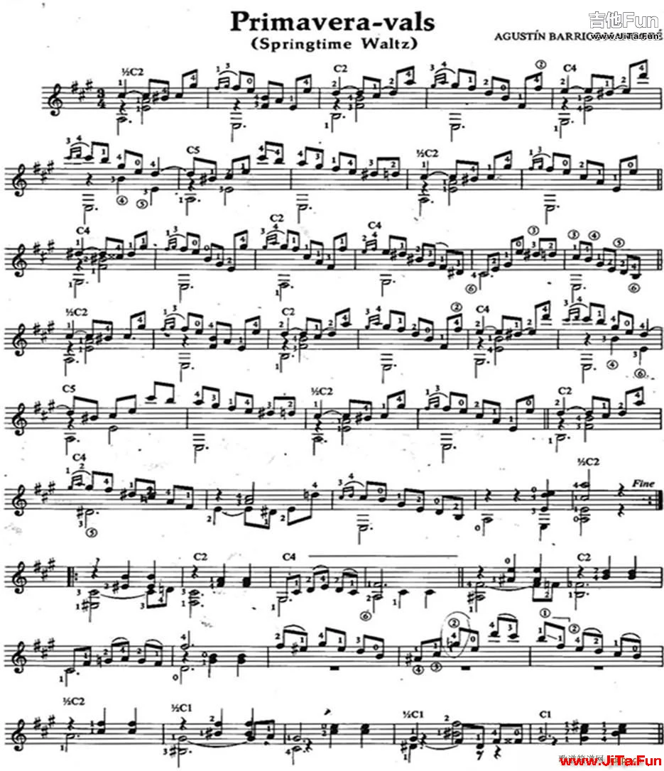 Primavera vals 古典吉他(吉他譜)1