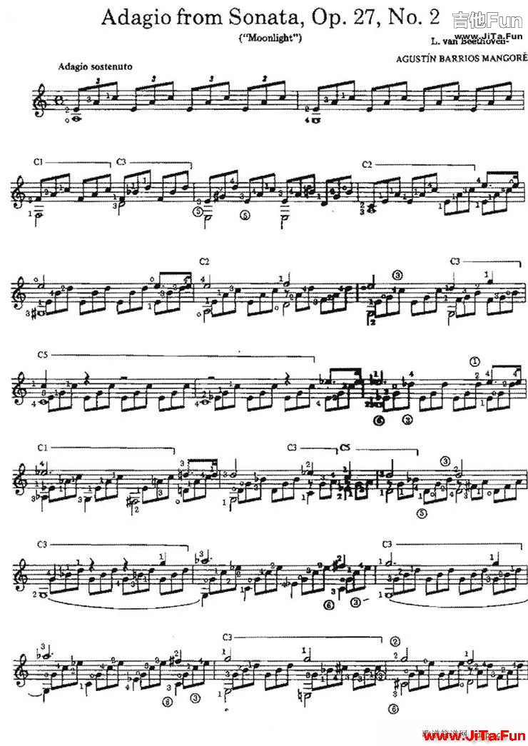 Adagio from SonataOp 27No 2 古典吉他(吉他譜)1