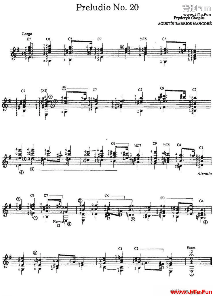 Preludio No 20 古典吉他(吉他譜)1