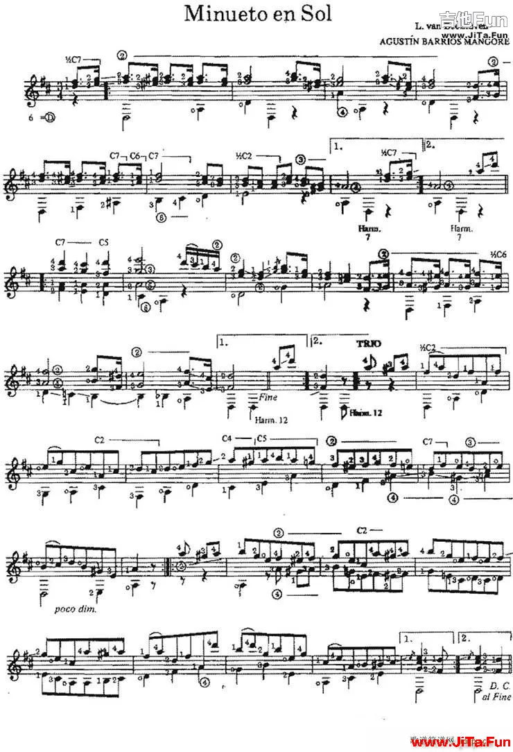 Minueto en Sol 古典吉他(吉他譜)1