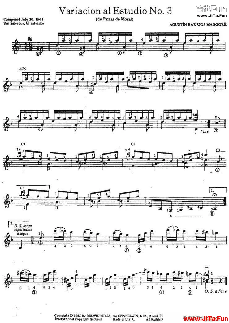 Variacion al Estudio No 3 古典吉他(吉他譜)1