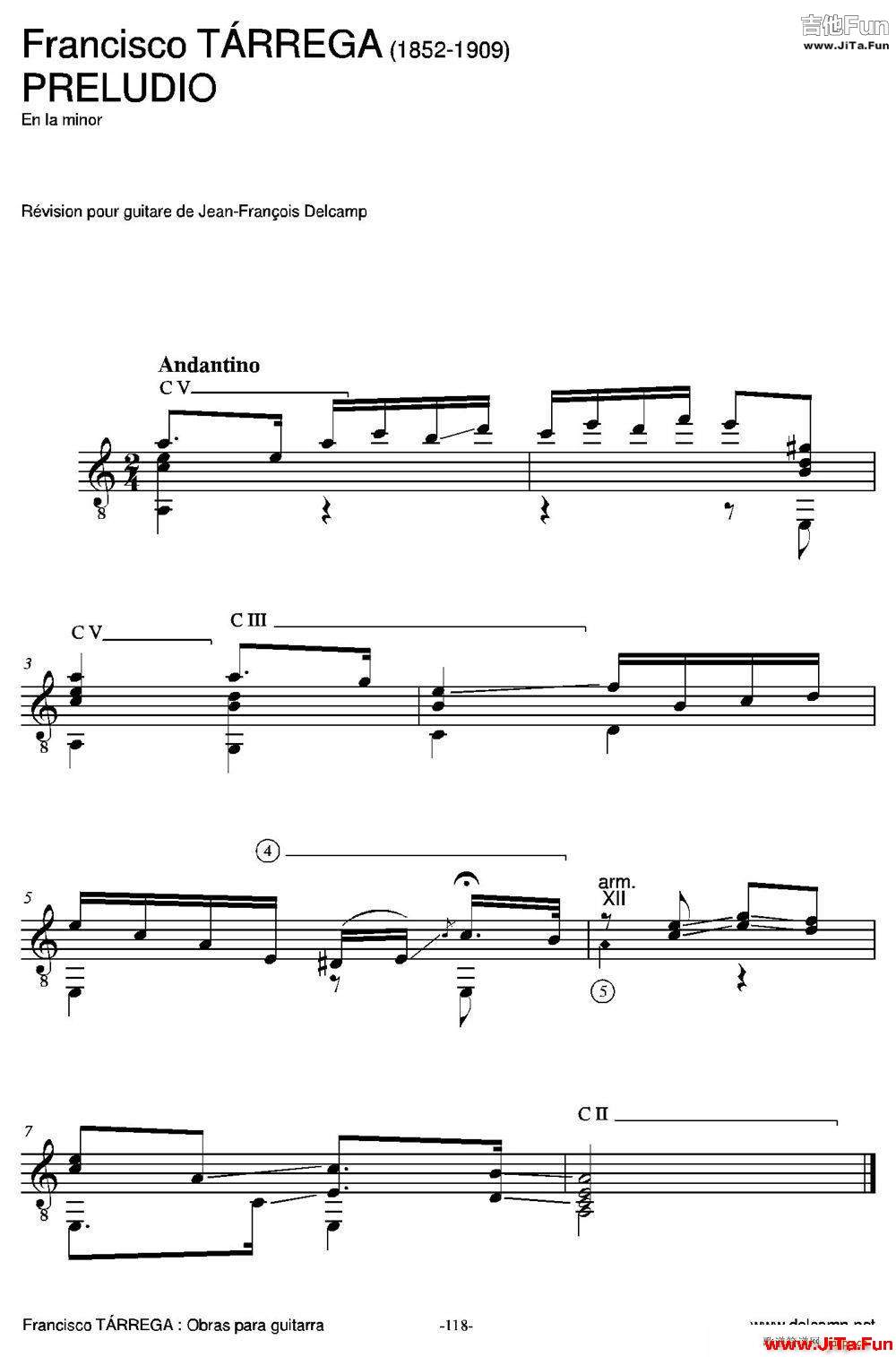 PRELUDIO En la minor 古典吉他(吉他譜)1