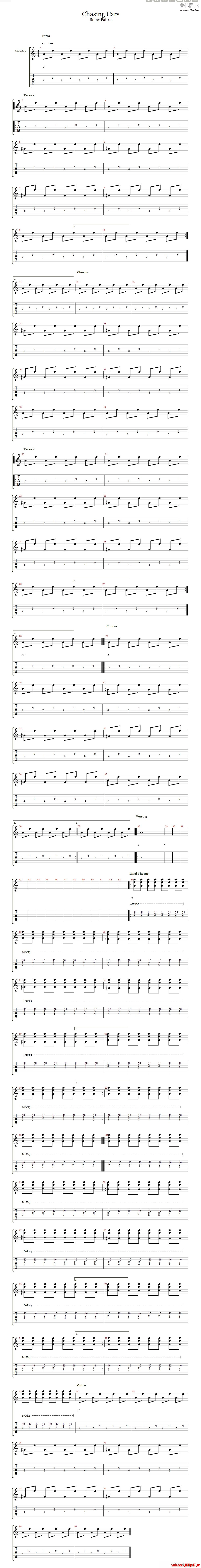 Chasing cars(吉他譜)1