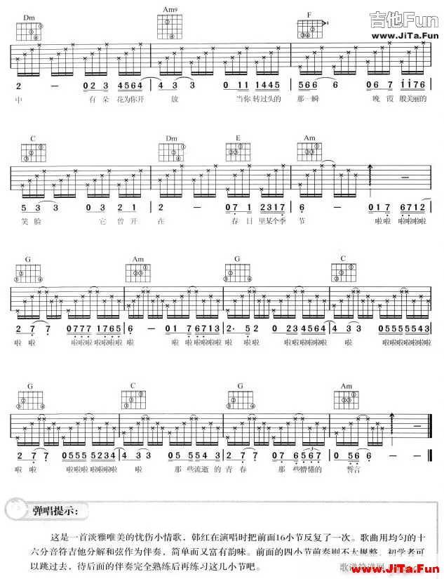 《青春2》吉他曲譜（1張圖片）-吉他譜