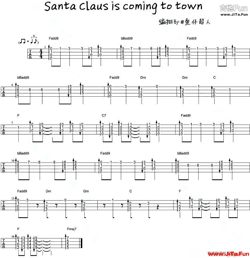 Santa Claus Is Coming To Town 烏克麗麗指彈譜(吉他譜)1