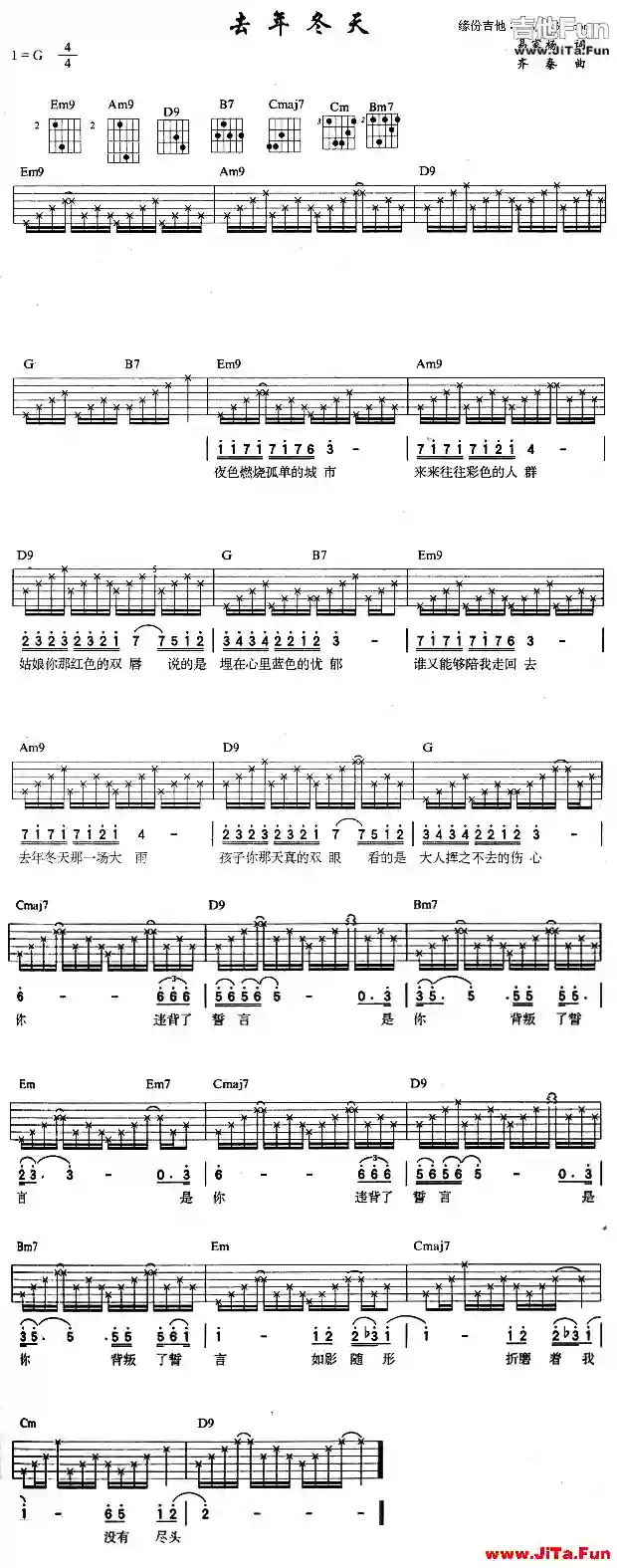 去年冬天(吉他譜)1