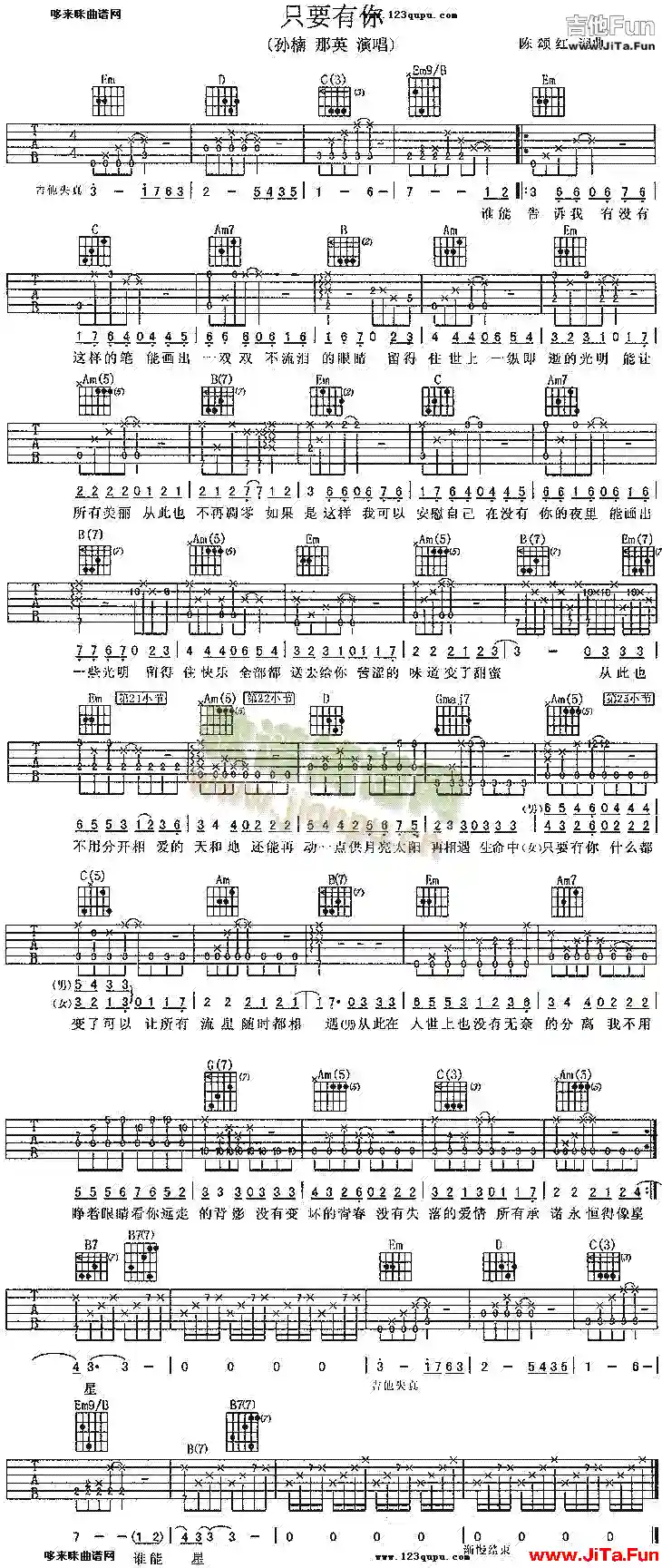 只要有你(吉他譜)1