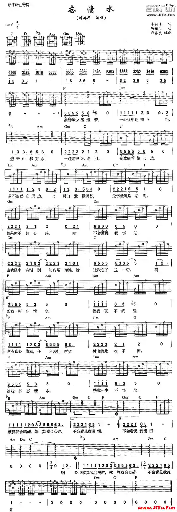 忘情水(吉他譜)1