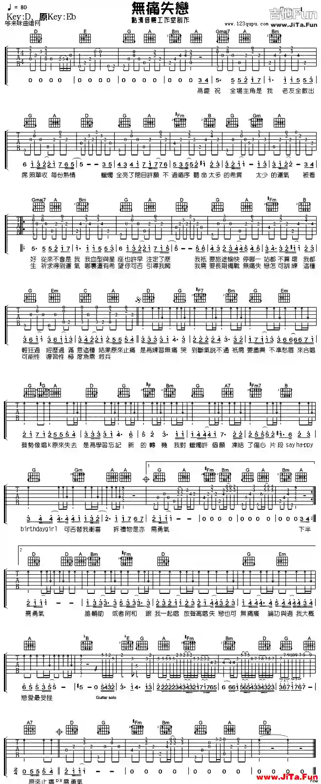 無痛失戀(吉他譜)1