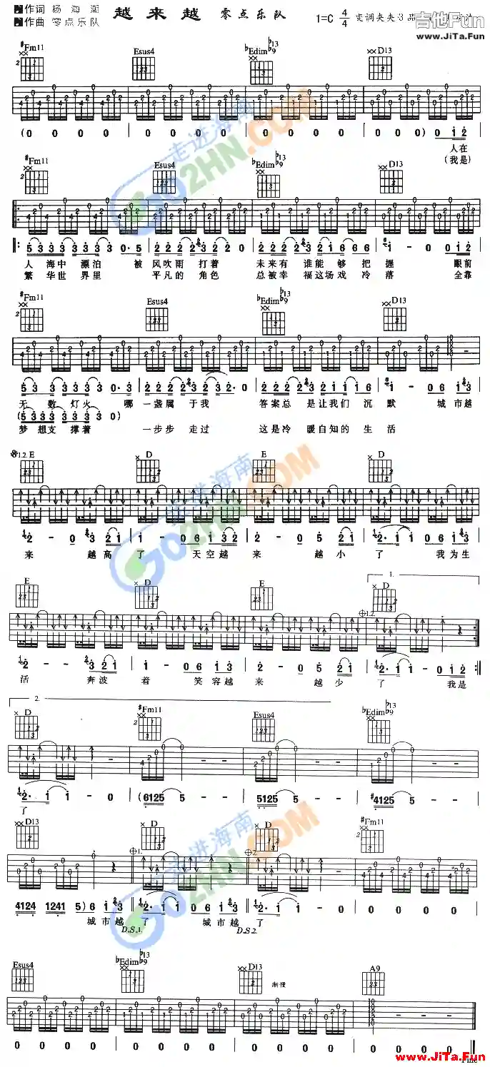 越來越(吉他譜)1