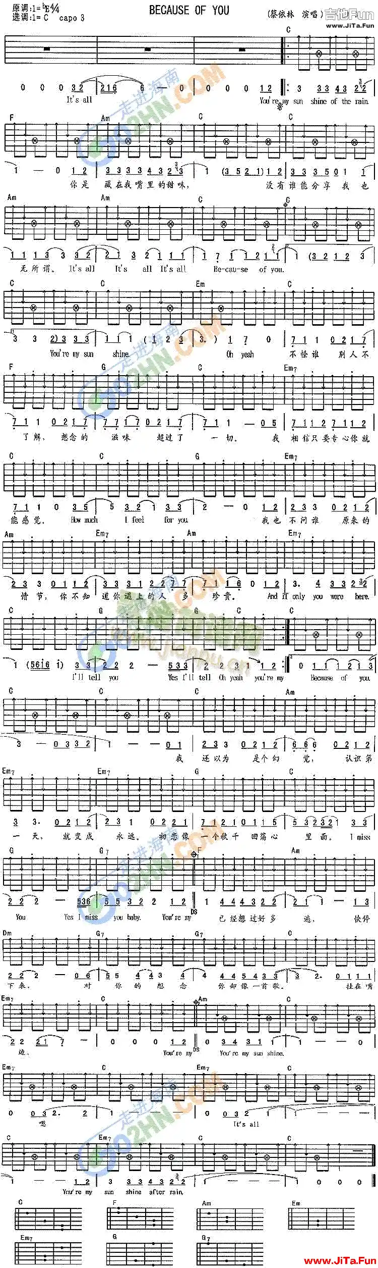 Becauseofyou(吉他譜)1