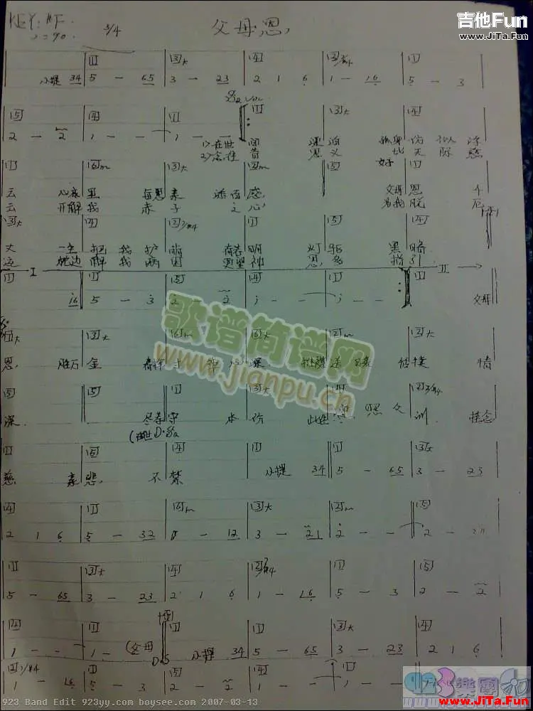 許冠傑《許冠傑-父母恩》吉他譜（1張圖片）-吉他譜