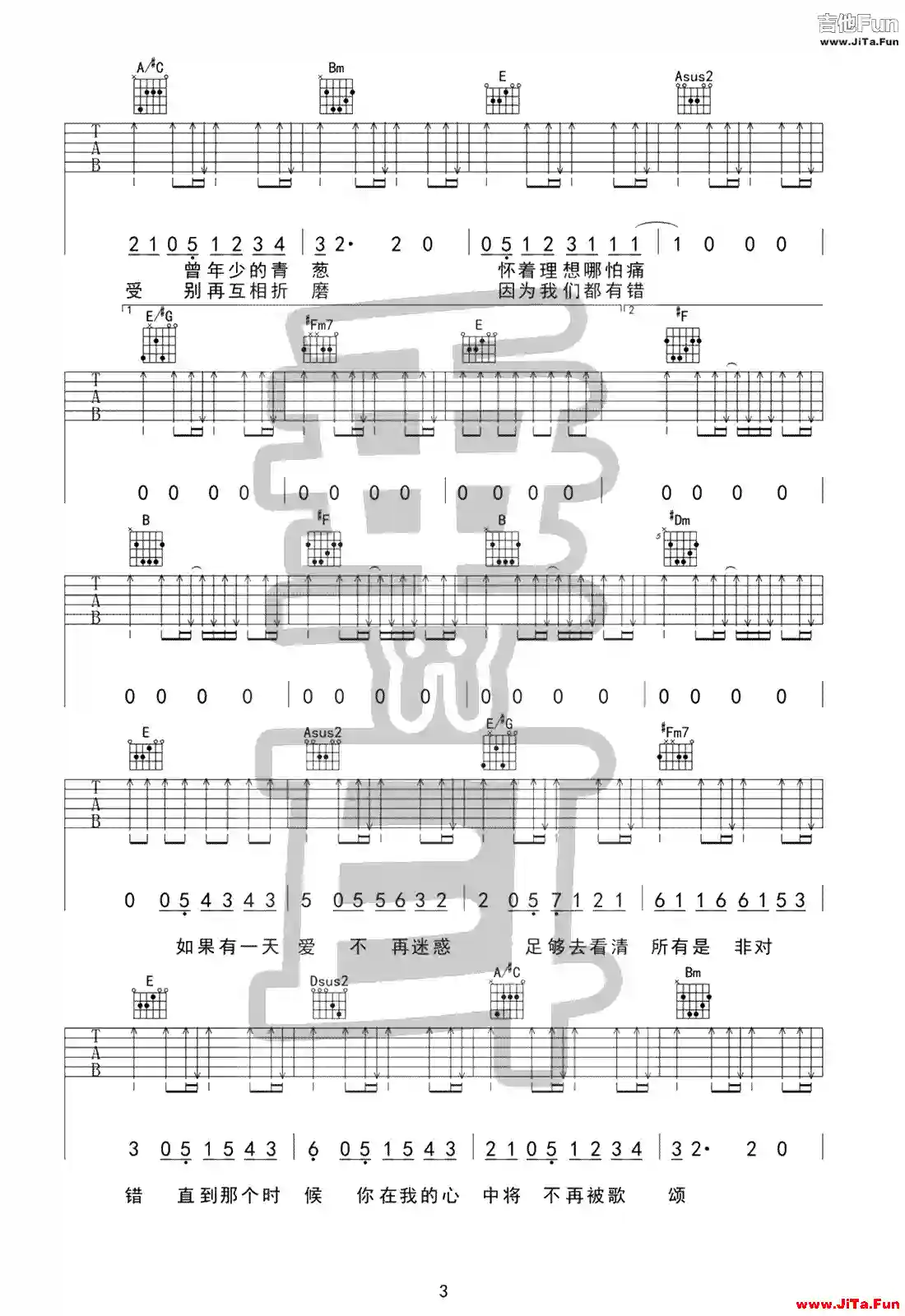 許廷鏗《面具》吉他譜-3