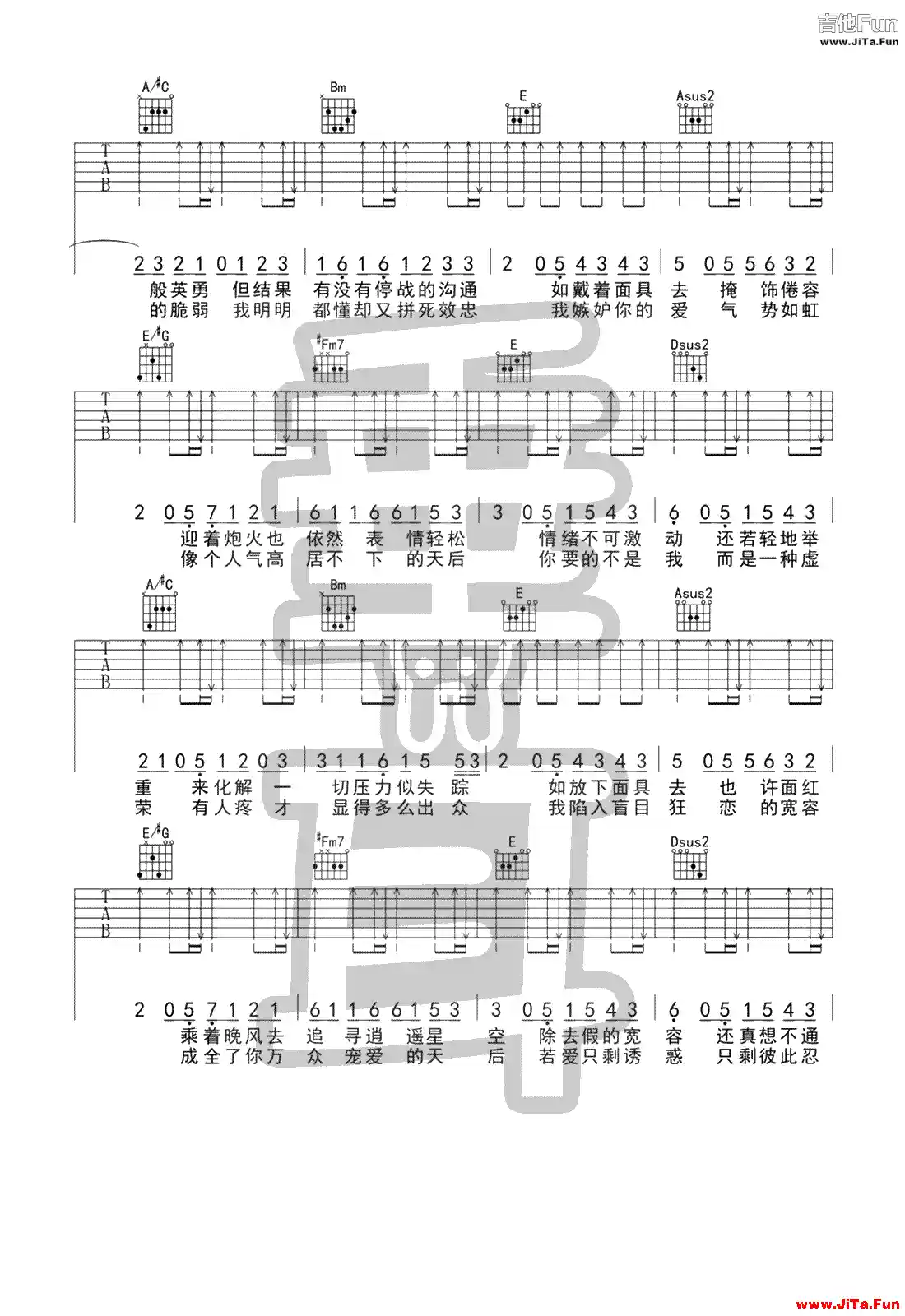 許廷鏗《面具》吉他譜-2