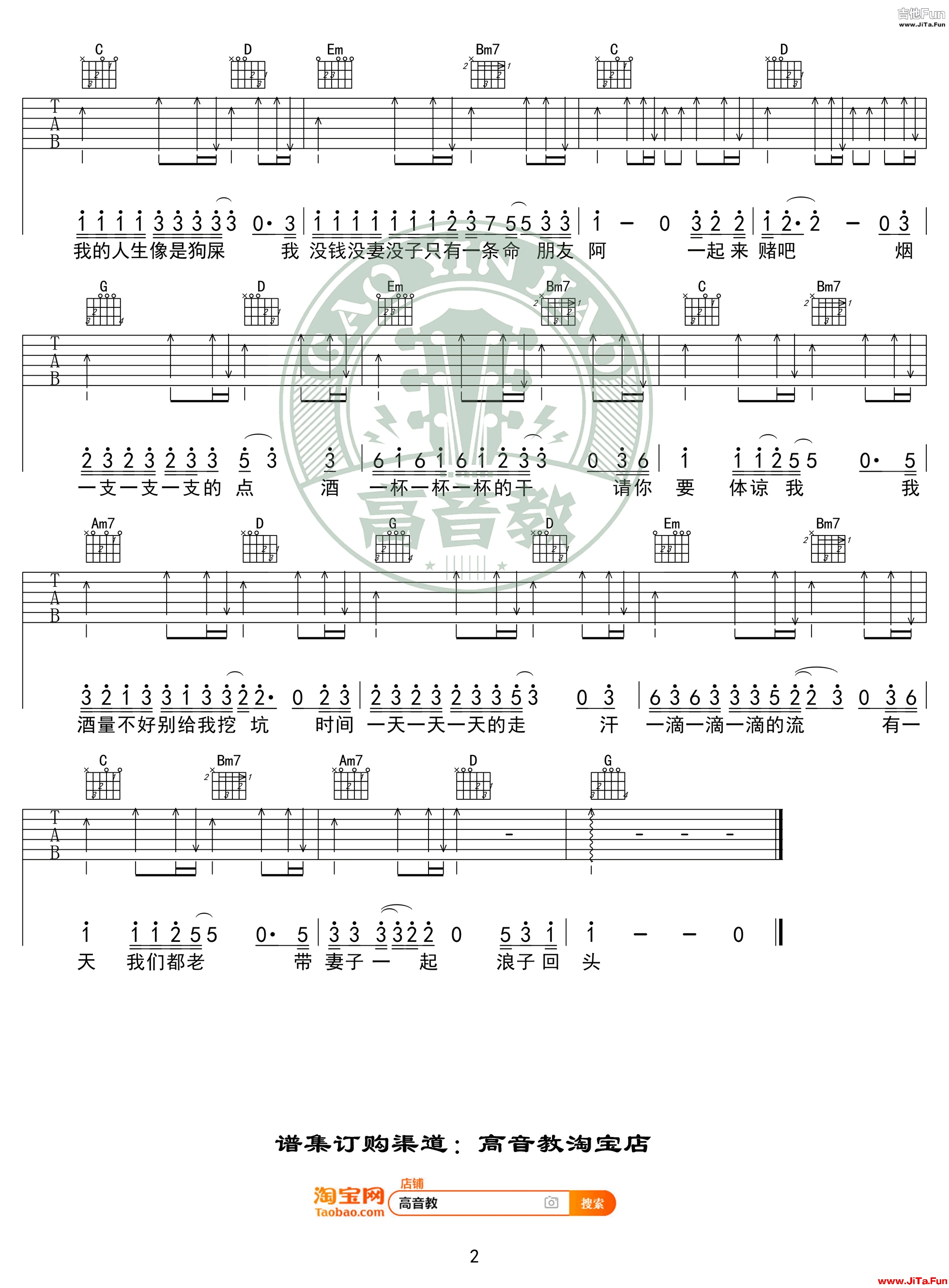 茄子蛋《浪子回頭》吉他譜G調入門版-2