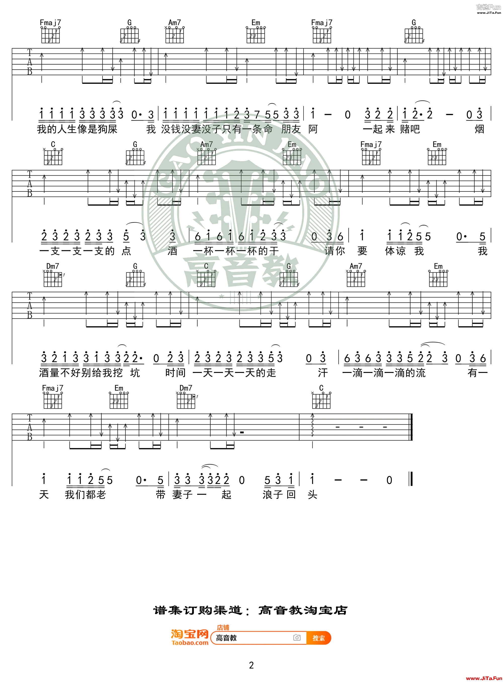 茄子蛋《浪子回頭》吉他譜C調精華版-2