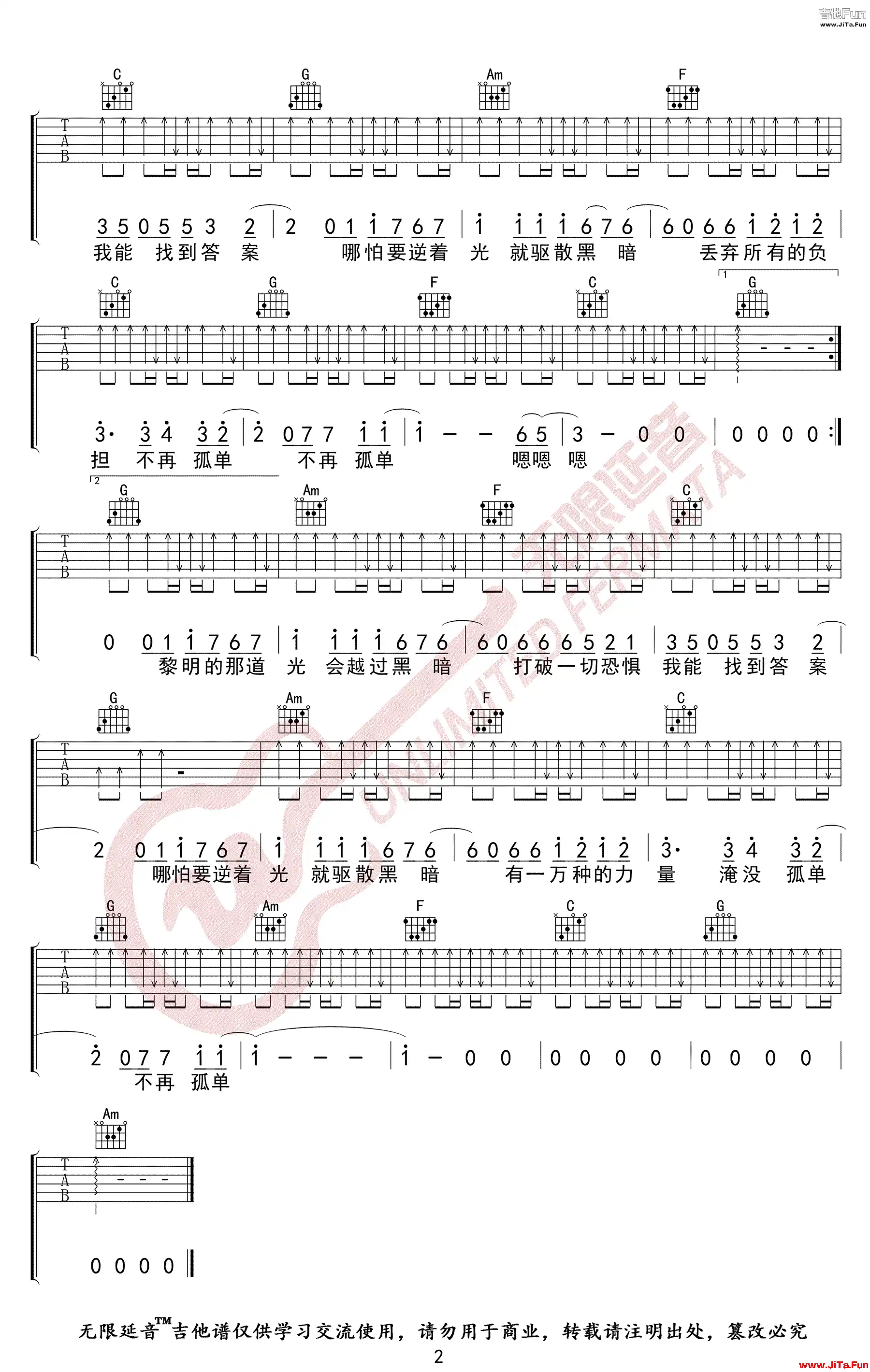 阿冗《你的答案》吉他譜-2