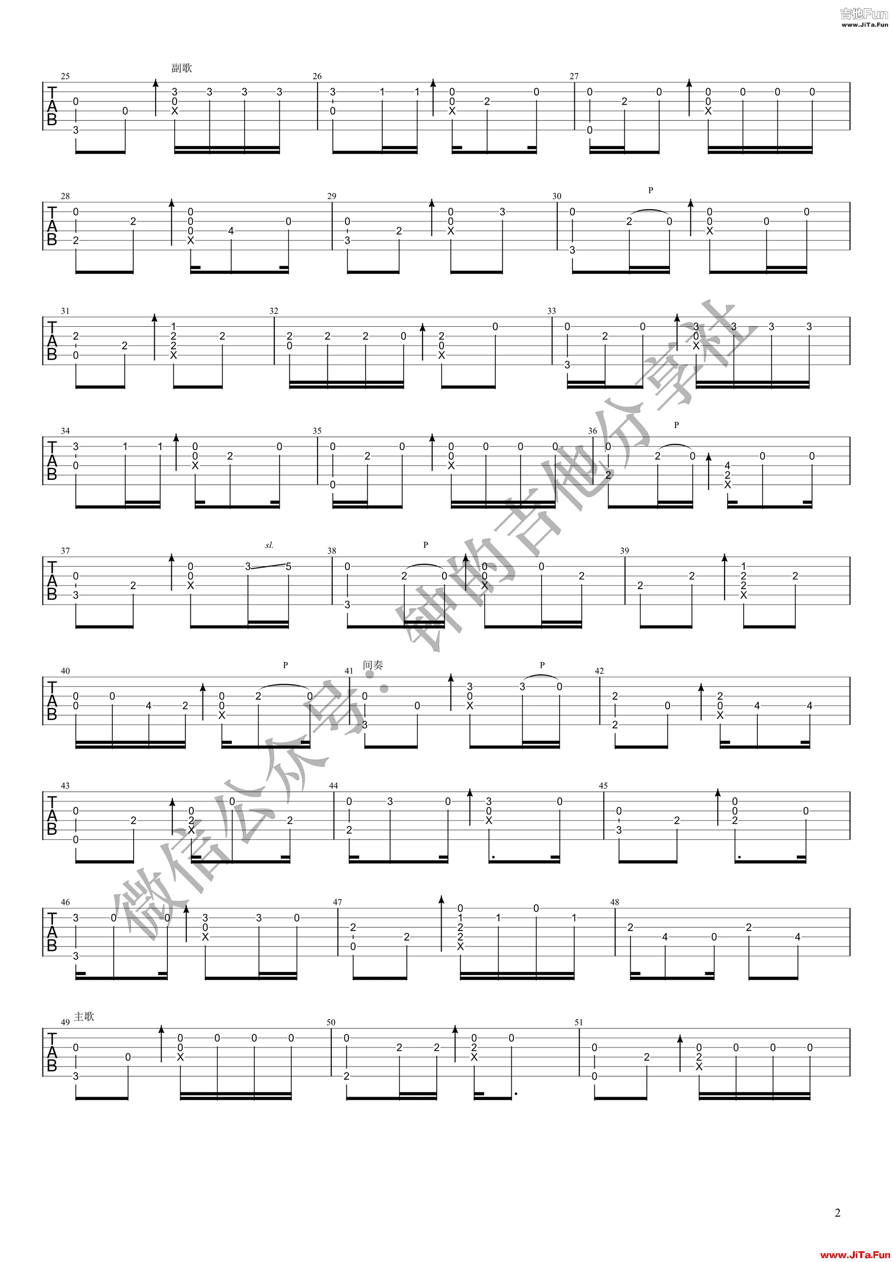 清新的小女孩指彈譜 緬甸歌曲吉他獨奏譜-2