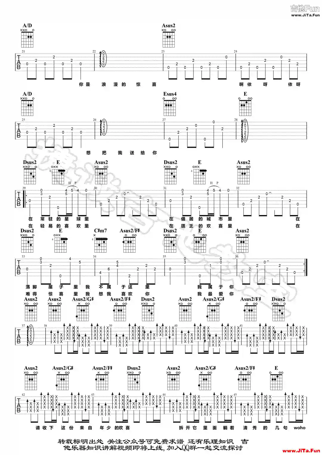 焦邁奇《我歡喜喜歡你》吉他譜-2