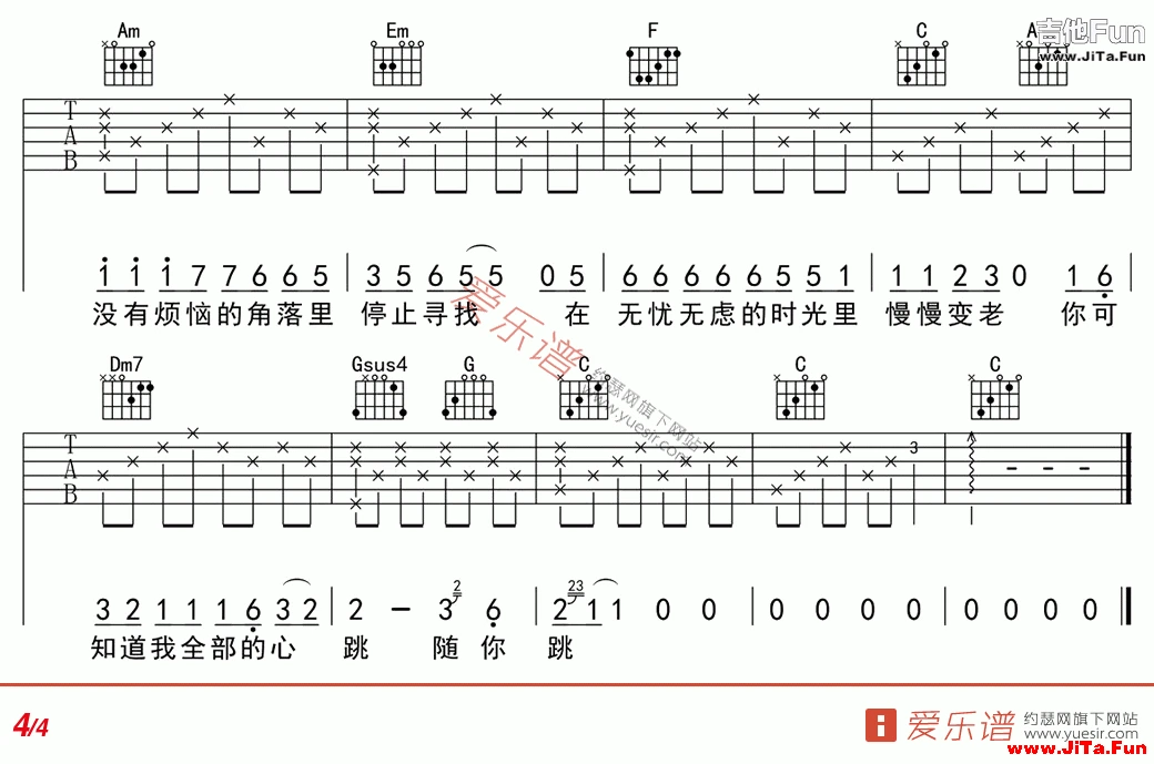 《一次就好》_高清吉他譜