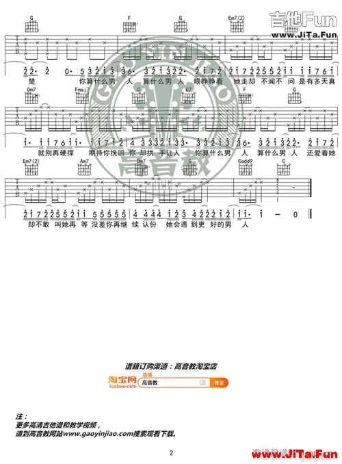 《小情歌》_高清吉他譜