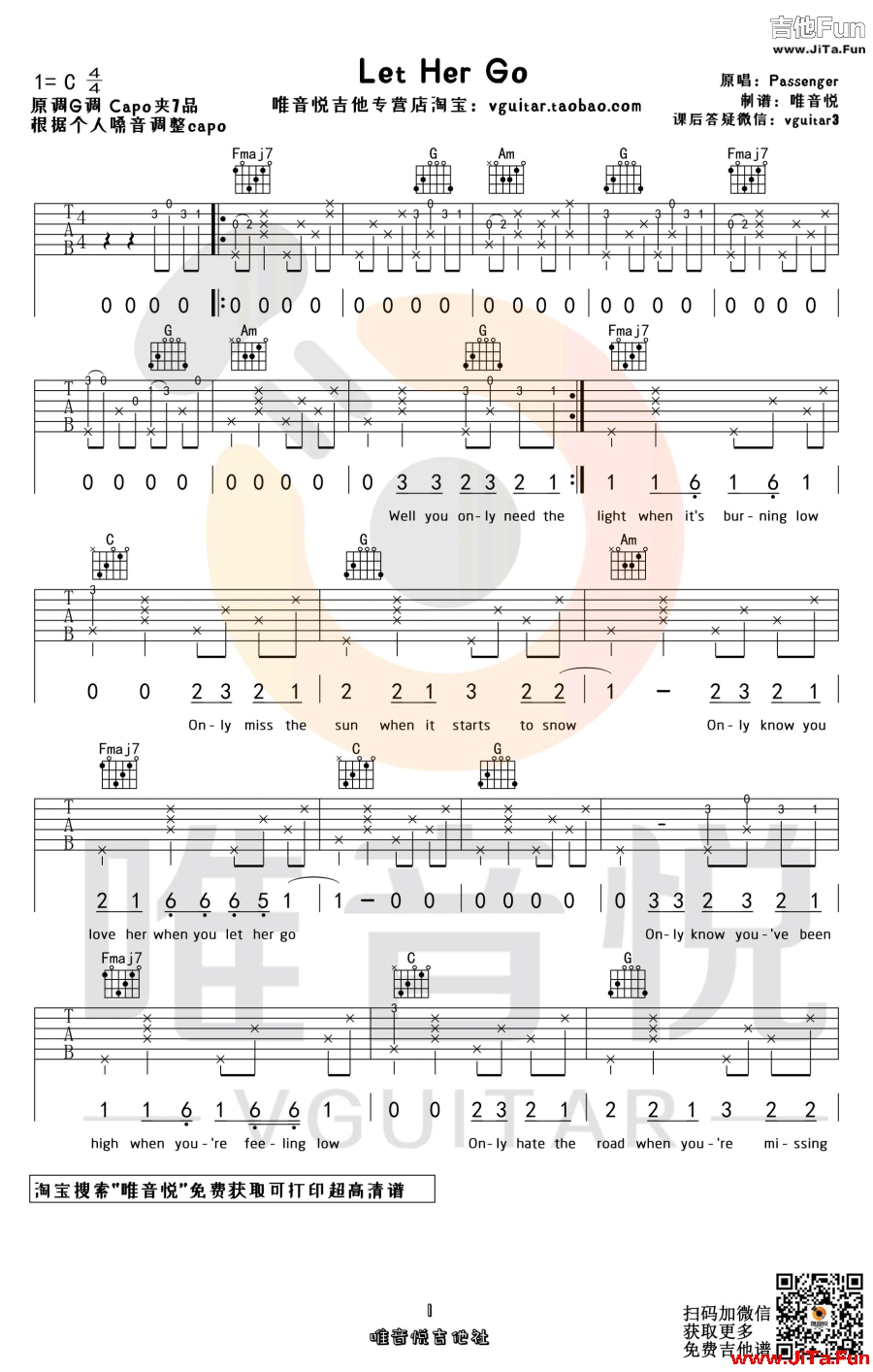 Let Her Go吉他譜-1