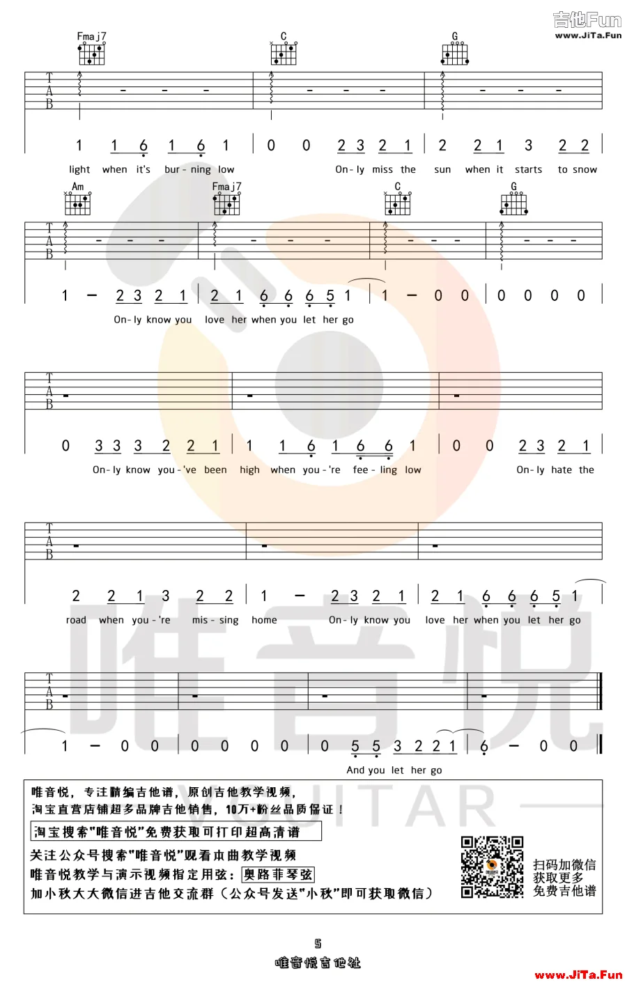 Let Her Go吉他譜-5