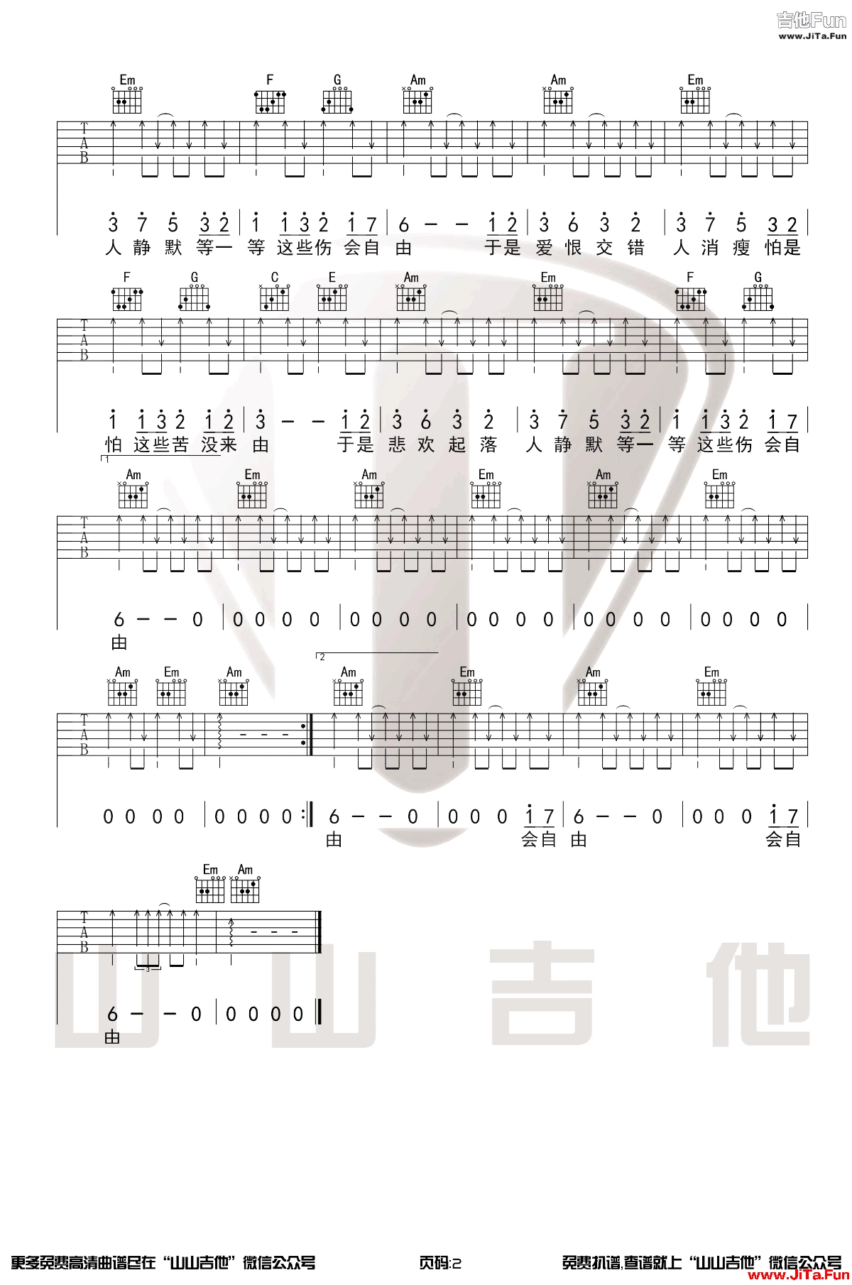 張雨生《口是心非》吉他譜-2