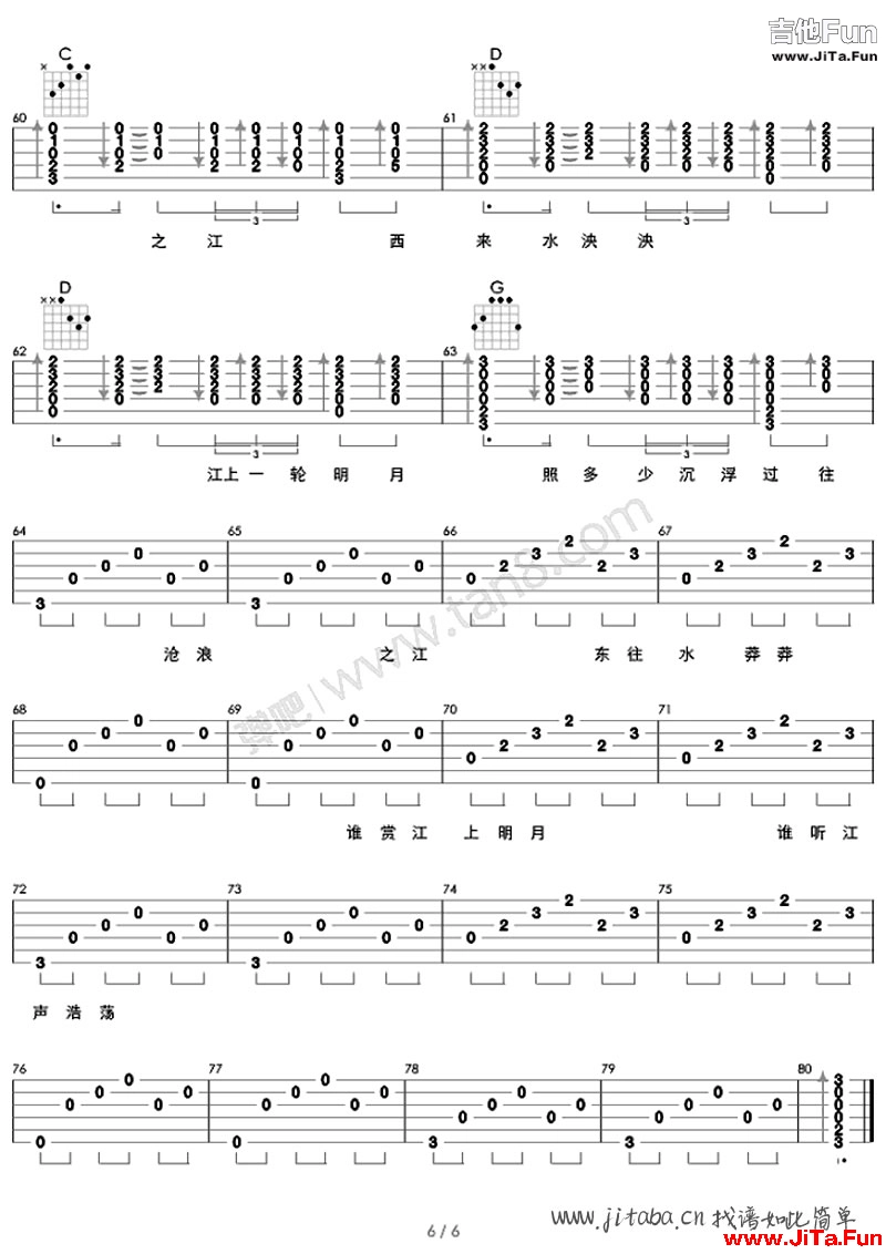 在木星吉他六線譜