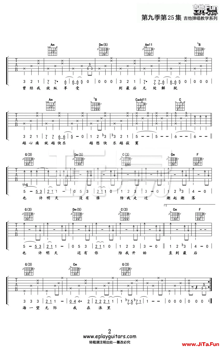 -也許明天六線譜吉他譜