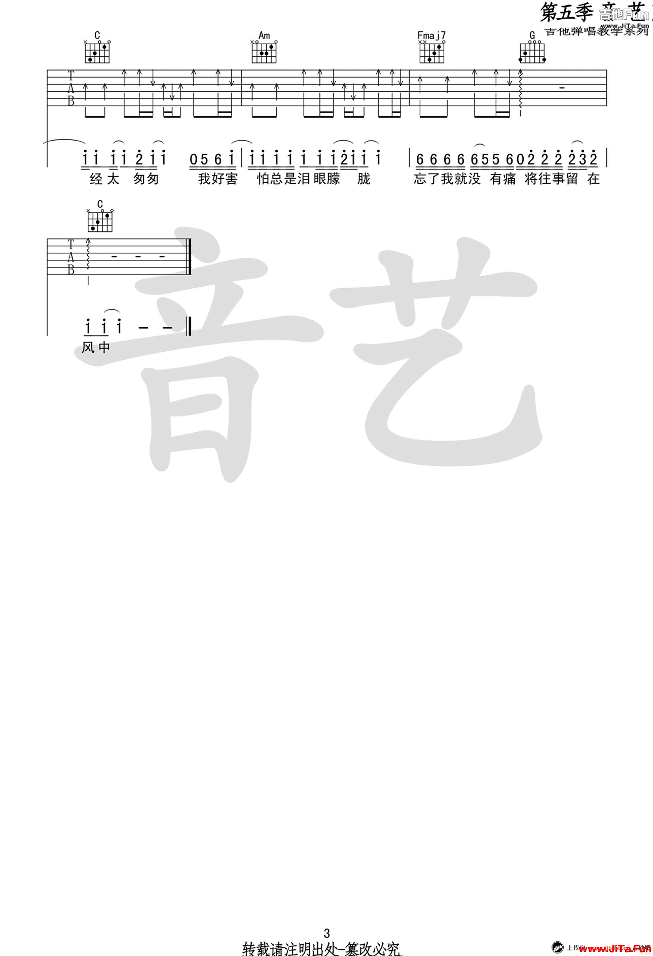 張國榮《當愛已成往事》簡譜六線譜