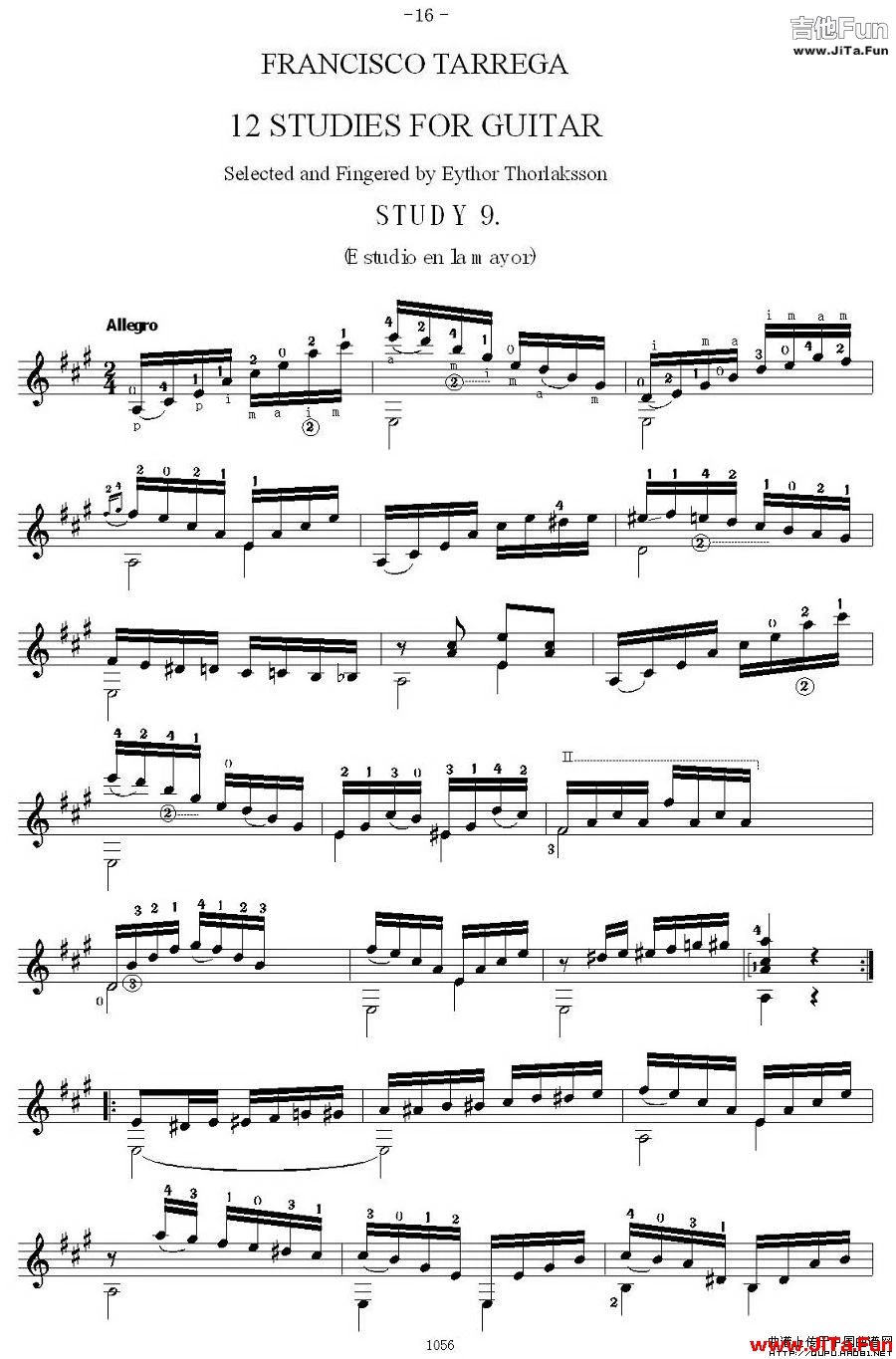 《他雷加12首練習曲之9》吉他譜-吉他譜