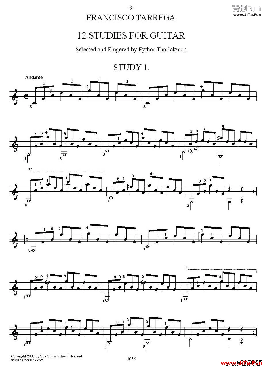 他雷加12首練習曲之1吉他譜