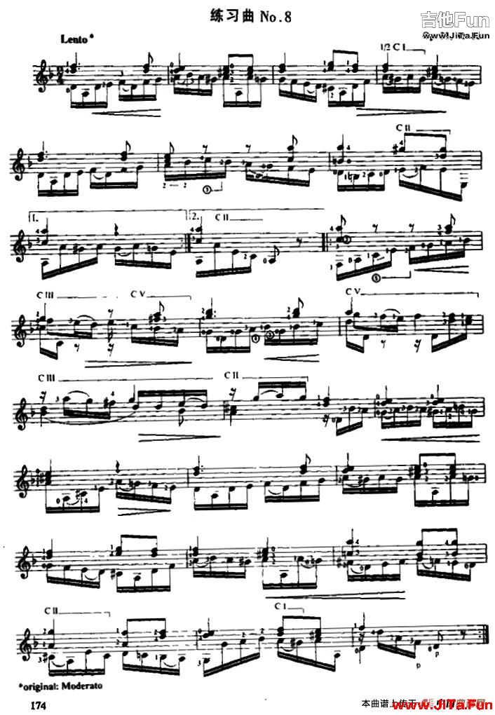 費爾南多·索爾 古典吉他練習曲 No.8（Op.31 No.16）_簡譜