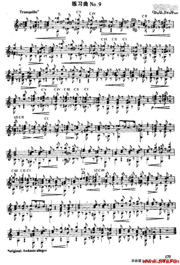 費爾南多·索爾 古典吉他練習曲 No.9（Op.31 No.20）_簡譜
