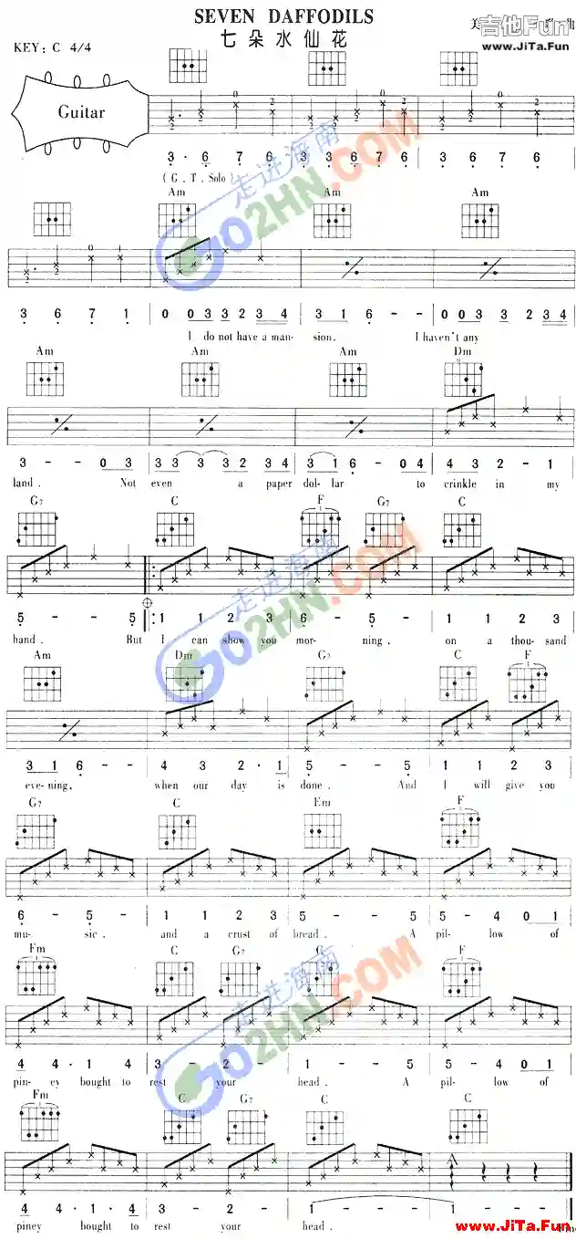 Seven Daffodils吉他譜-吉他六線譜精選