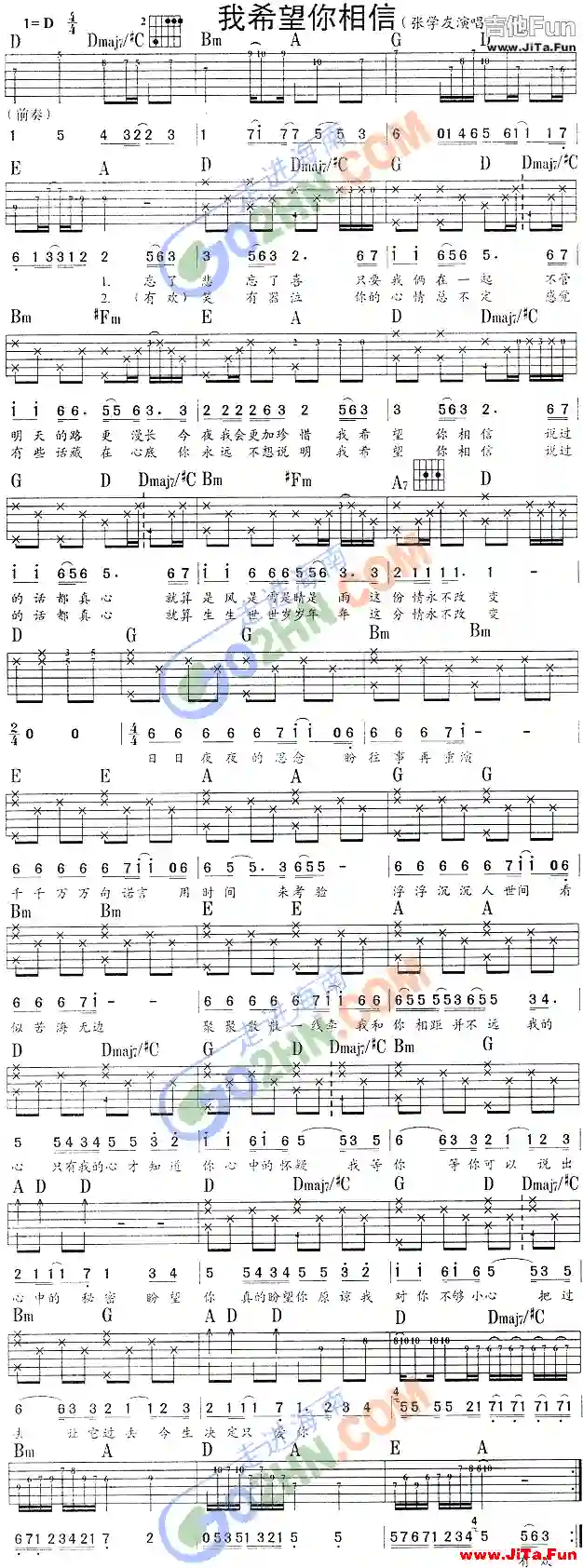 我希望你相信吉他譜-吉他六線譜精選